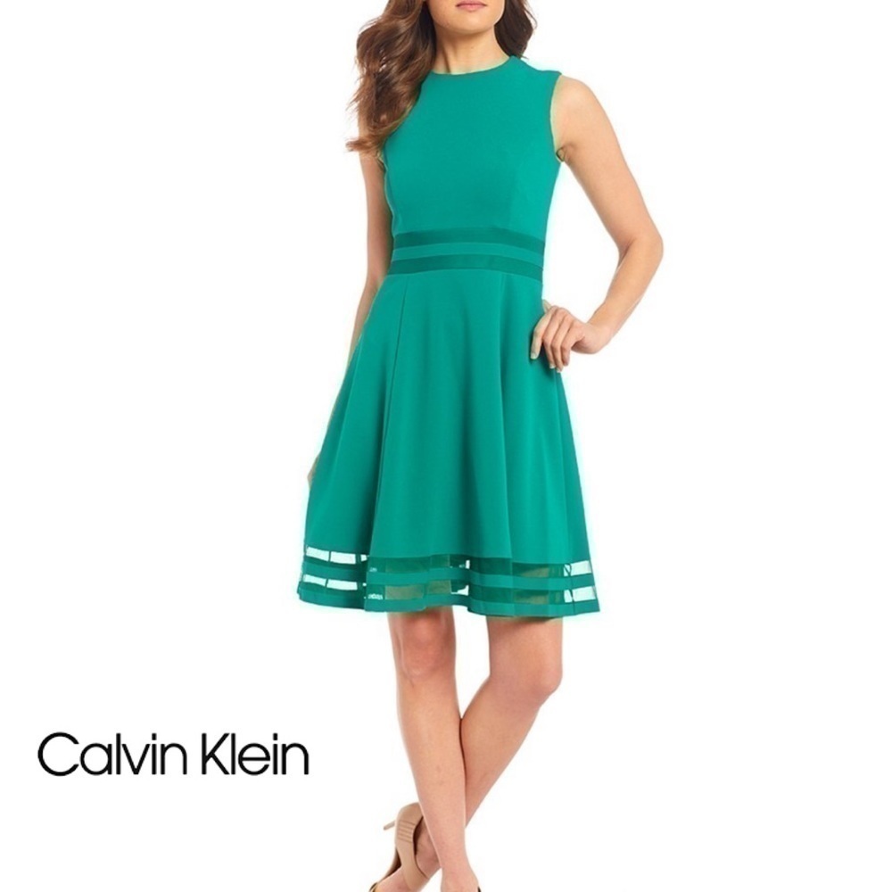 Calvin Klein Meadow Green Size 16 A-Line Dress